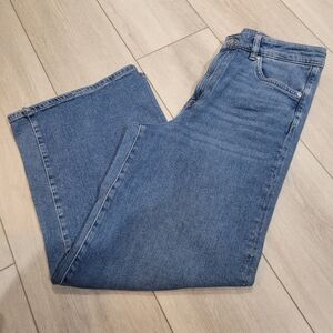 H&M & Denim Women's Cotton Blend High Waist Wide Leg Culotte Denim Jeans 6 Blue